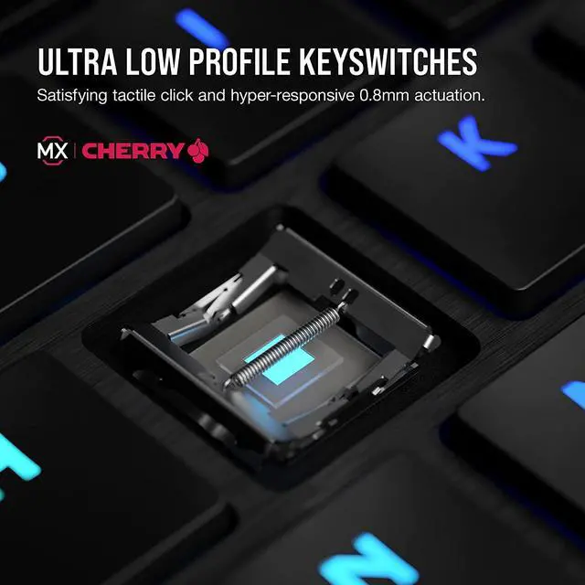 Alt view image 6 of 11 - Corsair K100 AIR Wireless RGB Mechanical Gaming Keyboard - Ultra-Thin, Sub-1ms Slipstream , Low-Latency Bluetooth, Cherry MX Ultra Low Profile Keyswitches - NA Layout, QWERTY - Black