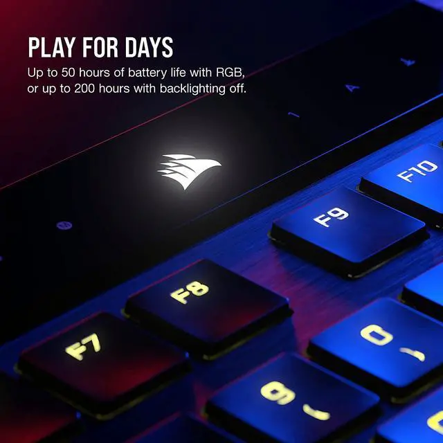 Alt view image 4 of 11 - Corsair K100 AIR Wireless RGB Mechanical Gaming Keyboard - Ultra-Thin, Sub-1ms Slipstream , Low-Latency Bluetooth, Cherry MX Ultra Low Profile Keyswitches - NA Layout, QWERTY - Black