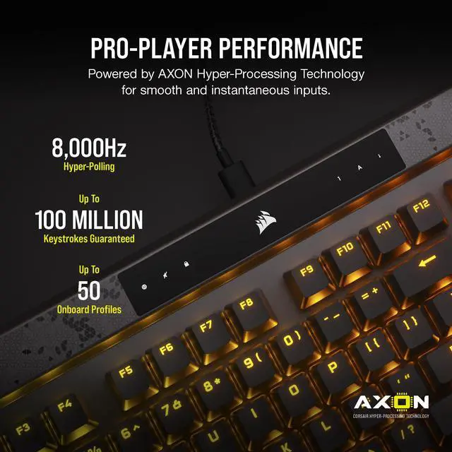 Alt view image 8 of 20 - CORSAIR K70 MAX RGB Magnetic-Mechanical Gaming Keyboard - Adjustable CORSAIR MGX Switches, Dedicated Media Controls, CORSAIR AXON, Aluminum Frame - Steel Gray