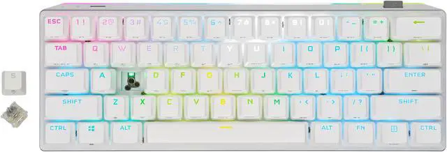 Alt view image 3 of 14 - Corsair K70 PRO MINI WIRELESS RGB 60% Mechanical Gaming Keyboard - Fastest Sub-1ms Wireless, Swappable CHERRY MX Red Keyswitches, Aluminum Frame, PBT Double-Shot Keycaps - NA Layout, QWERTY - White