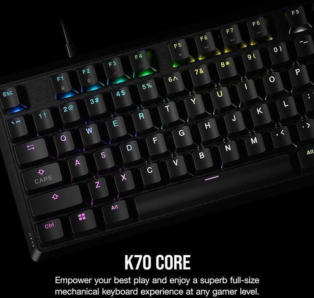 Alt view image 14 of 15 - CORSAIR K70 CORE RGB Mechanical Gaming Keyboard - CORSAIR Red Linear Switches - Sound Dampening - Rotary Dial - Aluminum Top Plate - Onboard Storage - Black