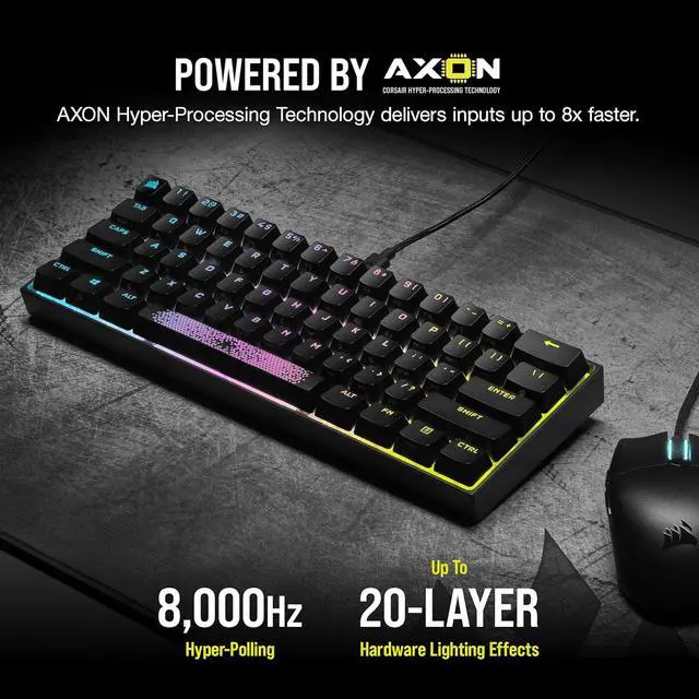 Alt view image 5 of 9 - Corsair K65 RGB Mini 60% Mechanical Gaming Keyboard - Cherry MX Brown Mechanical Keyswitches - Customizable Per-Key RGB Backlighting - Detachable USB Type-C Cable - QWERTY NA Layout - Black