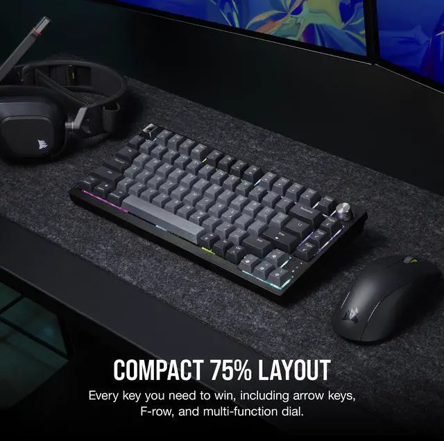 Alt view image 7 of 20 - CORSAIR K65 PLUS WIRELESS 75% RGB Mechanical Gaming Keyboard - Pre-Lubricated CORSAIR MLX Red Linear Switches - 2.4GHz Wireless - Bluetooth®