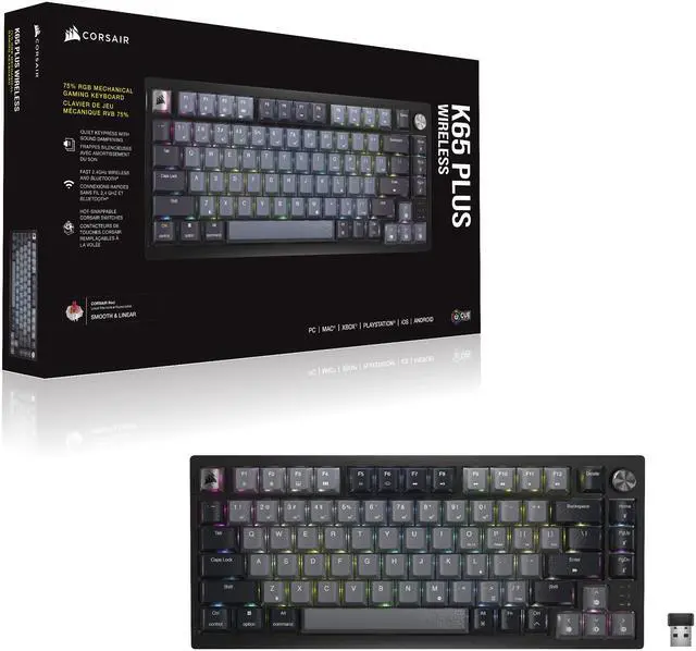 Alt view image 17 of 20 - CORSAIR K65 PLUS WIRELESS 75% RGB Mechanical Gaming Keyboard - Pre-Lubricated CORSAIR MLX Red Linear Switches - 2.4GHz Wireless - Bluetooth®