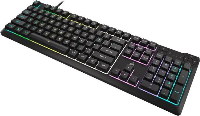 Alt view image 3 of 8 - CORSAIR K55 CORE RGB Gaming Keyboard - Ten-Zone RGB - Four Dedicated Media Keys - Quiet, Responsive Switches - 300ml Spill Resistance - CORSAIR iCUE