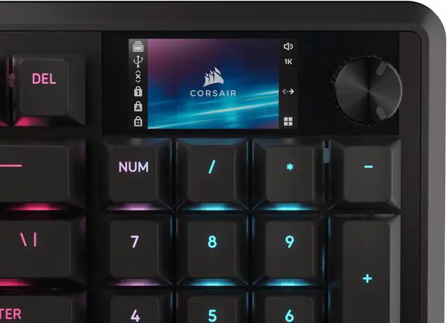 Alt view image 3 of 9 - Corsair Vanguard 96 Wired Mechanical Gaming Keyboard – 96% Layout, MLX Plasma Linear Switches, 8000Hz Polling, LCD Display, Virtual Stream Deck, G-Keys, SOCD Flashtap, QWERTY US – Black