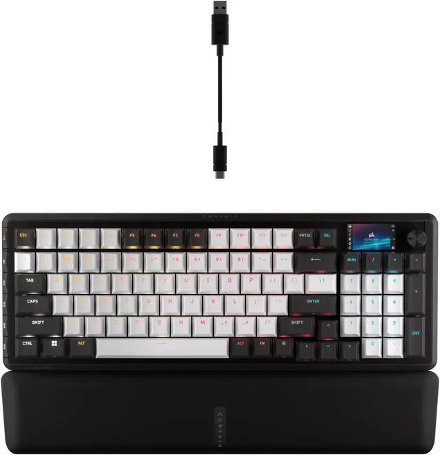Main image of Corsair Vanguard 96 Wired Mechanical Gaming Keyboard – 96% Layout, MLX Pulse Switches, 8000Hz Polling, LCD Display, Virtual Stream Deck, G-Keys, SOCD Flashtap, QWERTY US – Dual Tone