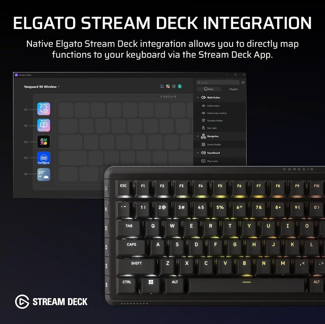 Alt view image 6 of 13 - Corsair VANGUARD 96 WIRLESS Mechanical Gaming Keyboard - CH-91F901E-NA