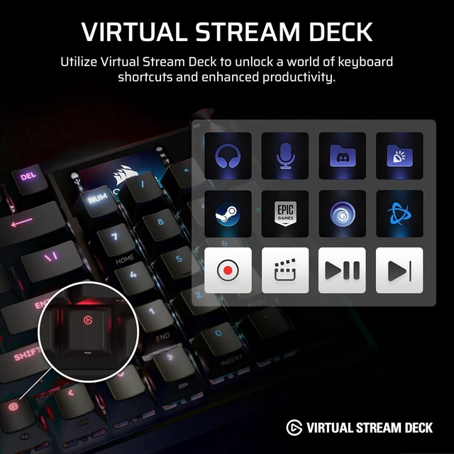 Alt view image 7 of 13 - Corsair VANGUARD 96 WIRLESS Mechanical Gaming Keyboard - CH-91F901E-NA