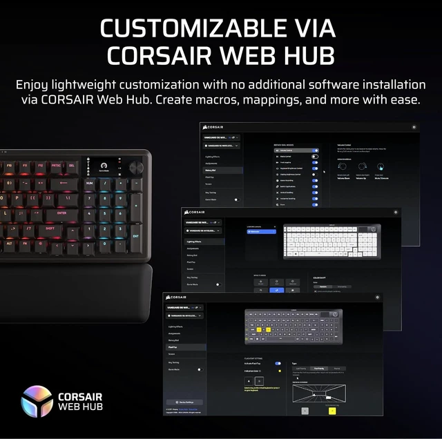 Alt view image 13 of 13 - Corsair VANGUARD 96 WIRLESS Mechanical Gaming Keyboard - CH-91F901E-NA