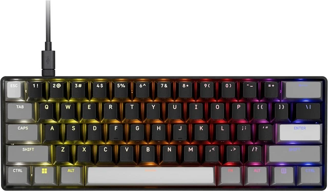 Main image of Corsair Clipper PRO MINI 60 Hall Effect Gaming Keyboard – US QWERTY – SOCD, Rapid Trigger, 8000Hz, Adjustable Actuation, IP57 Water & Dust, PBT Double Shot, Wired, RGB, FPS, for Windows PC & Mac,Black