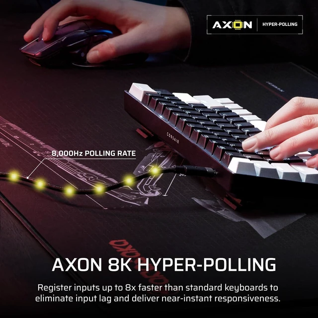 Alt view image 8 of 11 - Corsair Clipper PRO MINI 60 Hall Effect Gaming Keyboard – US QWERTY – SOCD, Rapid Trigger, 8000Hz, Adjustable Actuation, IP57 Water & Dust, PBT Double Shot, Wired, RGB, FPS, for Windows PC & Mac,Black