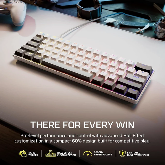 Alt view image 2 of 11 - Corsair Clipper PRO MINI 60 Hall Effect Gaming Keyboard – US QWERTY – White