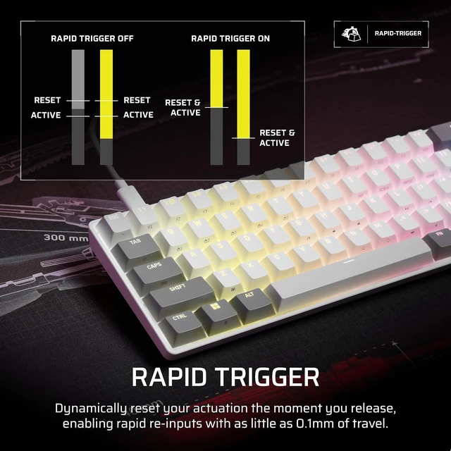 Alt view image 4 of 11 - Corsair Clipper PRO MINI 60 Hall Effect Gaming Keyboard – US QWERTY – White