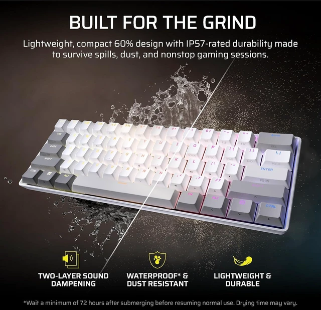 Alt view image 10 of 11 - Corsair Clipper PRO MINI 60 Hall Effect Gaming Keyboard – US QWERTY – White