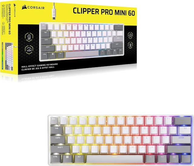Alt view image 11 of 11 - Corsair Clipper PRO MINI 60 Hall Effect Gaming Keyboard – US QWERTY – White