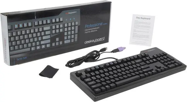 Alt view image 7 of 7 - Das Keyboard Model S Wired Mechanical Keyboard, Cherry MX Blue Mechanical Switches, 2-Port USB Hub, Laser Etched Keycaps (104 Keys, Black)