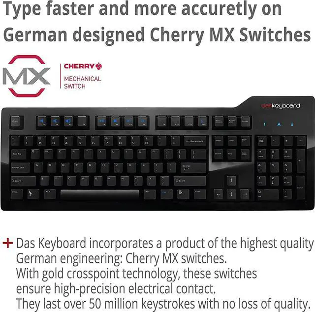 Alt view image 4 of 6 - Das Keyboard Model S Professional Wired Mechanical Keyboard, Cherry MX Brown Mechanical Switches, 2-Port USB Hub, Laser Etched Keycaps (104 Keys, Black)