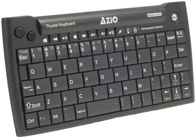 Alt view image 2 of 4 - AZIO Mini Thumb Keyboard w/ Trackball KB178RT Black 63 Normal Keys 8 Function Keys USB RF Wireless Mini Keyboard