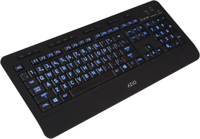 Alt view image 2 of 15 - AZIO KB506U Large Print 5-Color Backlit Wired Keyboard