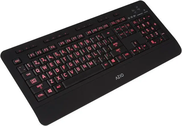 Alt view image 3 of 15 - AZIO KB506U Large Print 5-Color Backlit Wired Keyboard