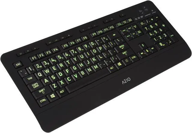 Alt view image 5 of 15 - AZIO KB506U Large Print 5-Color Backlit Wired Keyboard