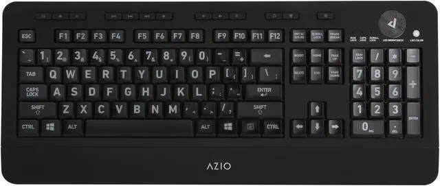 Alt view image 6 of 15 - AZIO KB506U Large Print 5-Color Backlit Wired Keyboard