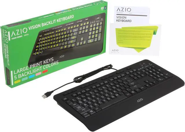 Alt view image 8 of 15 - AZIO KB506U Large Print 5-Color Backlit Wired Keyboard