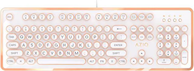 Alt view image 2 of 8 - AZIO Typewriter Inspired Mechanical Keyboard MK-Retro-02 White / Gold