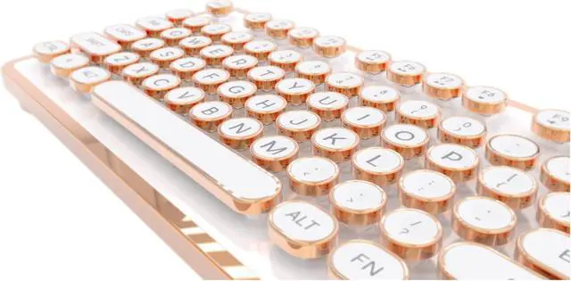 Alt view image 4 of 8 - AZIO Typewriter Inspired Mechanical Keyboard MK-Retro-02 White / Gold