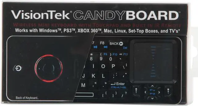 Alt view image 7 of 7 - VisionTek Candyboard Keyboard with Touchpad and Built in IR Remote 900507 Black USB RF Wireless Mini Keyboard