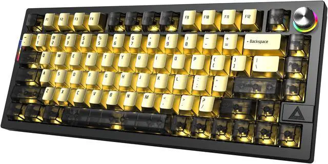Alt view image 7 of 9 - MONTECH MKey Pro Newegg 25th Anniversary Limited Gold Edition Mechanical Gaming Keyboard, Tri-Mode Bluetooth 5.2 / 2.4GHz Wireless / USB-C Wired, 75% Layout, Hot-Swappable, VIA/QMK, Gateron G Pro 3.0 Brown Switches, RGB