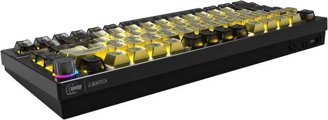 Alt view image 8 of 9 - MONTECH MKey Pro Newegg 25th Anniversary Limited Gold Edition Mechanical Gaming Keyboard, Tri-Mode Bluetooth 5.2 / 2.4GHz Wireless / USB-C Wired, 75% Layout, Hot-Swappable, VIA/QMK, Gateron G Pro 3.0 Brown Switches, RGB