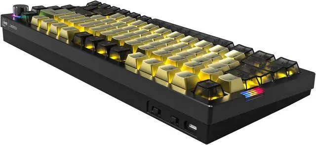 Alt view image 9 of 9 - MONTECH MKey Pro Newegg 25th Anniversary Limited Gold Edition Mechanical Gaming Keyboard, Tri-Mode Bluetooth 5.2 / 2.4GHz Wireless / USB-C Wired, 75% Layout, Hot-Swappable, VIA/QMK, Gateron G Pro 3.0 Brown Switches, RGB