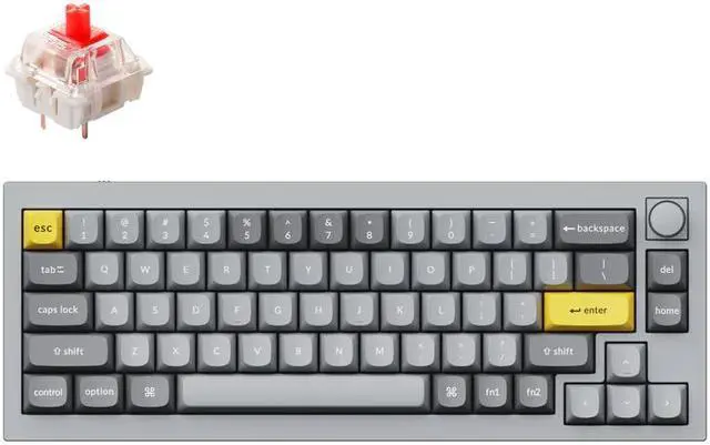 Main image of Keychron Q2 Mechanical Keyboard SF Layout RGB - Hotswap - with Knob - Grey - Gateron Pro Red