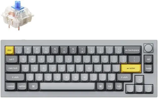 Main image of Keychron Q2 Mechanical Keyboard SF Layout RGB - Hotswap - with Knob - Grey - Gateron Pro Blue