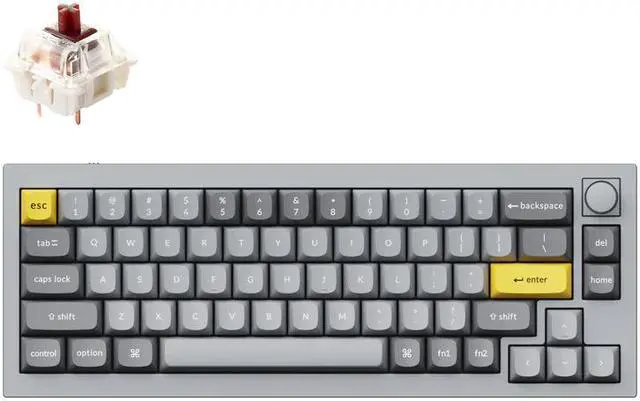 Main image of Keychron Q2 Mechanical Keyboard SF Layout RGB - Hotswap - with Knob - Grey - Gateron Pro Brown