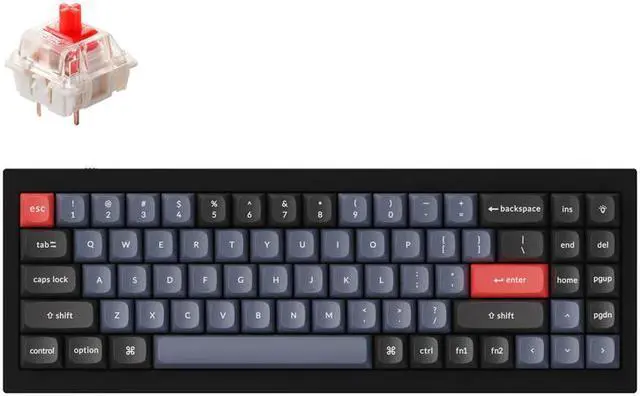Main image of Keychron Q7 Mechanical Keyboard 70% Layout RGB - Hotswap - Black - Gateron Pro Red