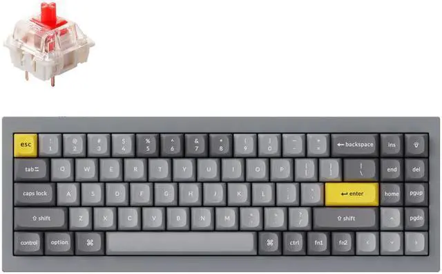 Main image of Keychron Q7 Mechanical Keyboard 70% Layout RGB - Hotswap - Grey - Gateron Pro Red