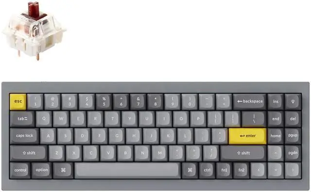 Main image of Keychron Q7 Mechanical Keyboard 70% Layout RGB - Hotswap - Grey - Gateron Pro Brown