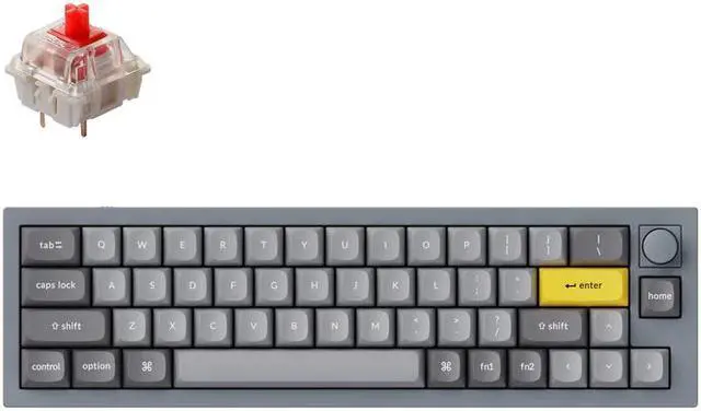 Main image of Keychron Q9 Mechanical Keyboard Ultra Mini Layout RGB - Hotswap - with Knob - Grey - Gateron Pro Red