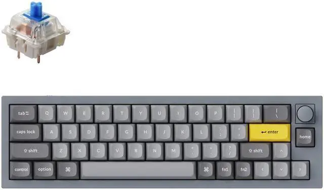 Main image of Keychron Q9 Mechanical Keyboard Ultra Mini Layout RGB - Hotswap - with Knob - Grey - Gateron Pro Blue
