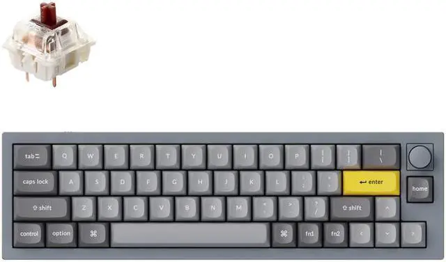 Main image of Keychron Q9 Mechanical Keyboard Ultra Mini Layout RGB - Hotswap - with Knob - Grey - Gateron Pro Brown