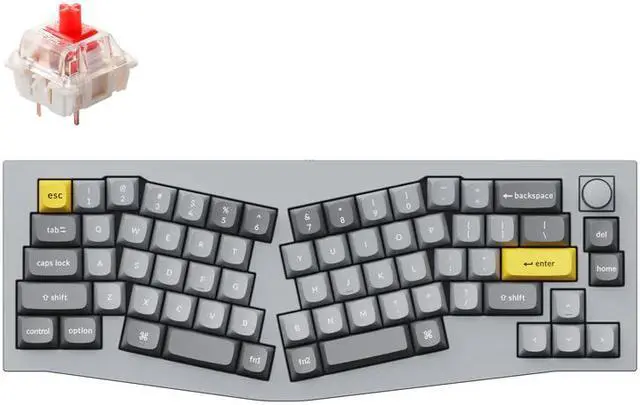 Main image of Keychron Q8 Mechanical Keyboard SF Alice Layout RGB - Hotswap - with Knob - Grey - Gateron Pro Red