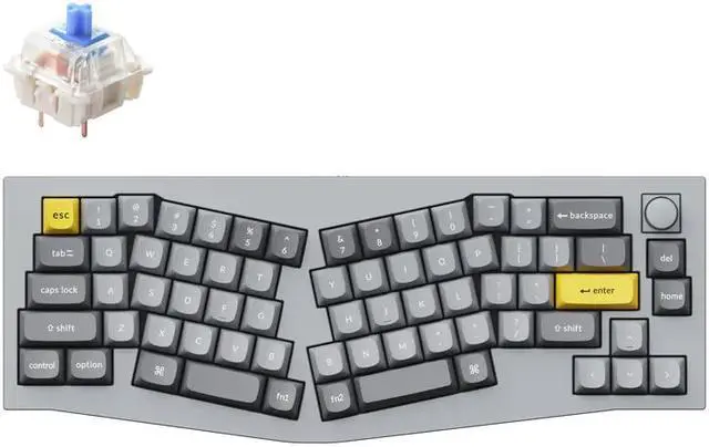 Main image of Keychron Q8 Mechanical Keyboard SF Alice Layout RGB - Hotswap - with Knob - Grey - Gateron Pro Blue