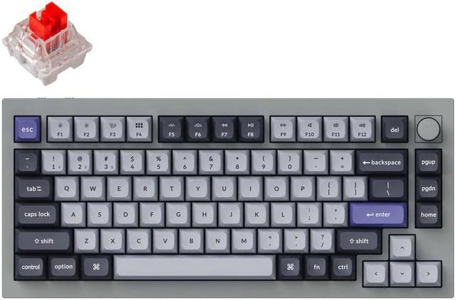 Keychron Q1 Pro Mechanical Keyboard 75% Layout RGB - Wireless - Hotswap -  with Knob - Silver Grey - MX Pro Red