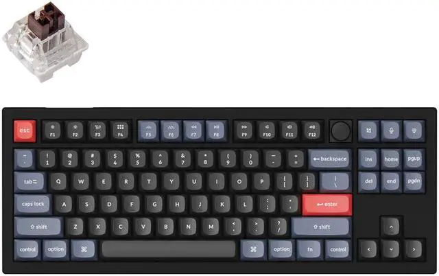 Main image of Keychron V3 - Mechanical Keyboard TKL Layout RGB - Hotswap - with Knob - Carbon Black - Keychron K Pro Brown