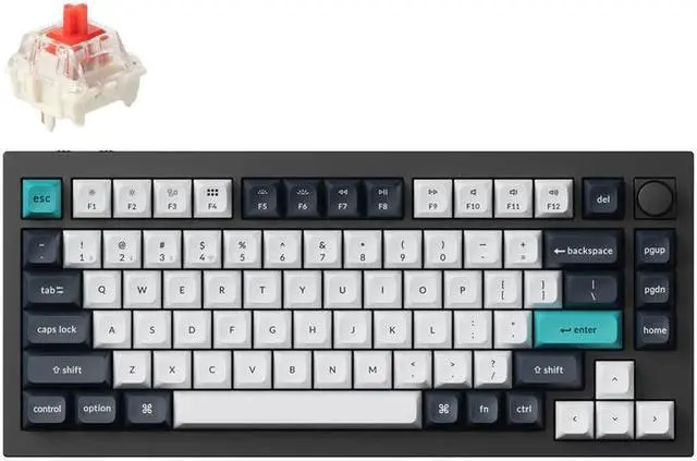 Main image of Keychron Q1 Max Wireless RGB Mechanical Keyboard, Hot-swap, Gateron Jupiter Red Switch, Triple Mode BT 5.1/2.4GHz/USB-C, Aluminum Frame, N-Key Rollover, for OS/Windows/Linux, Carbon Black (Q1M-M1)