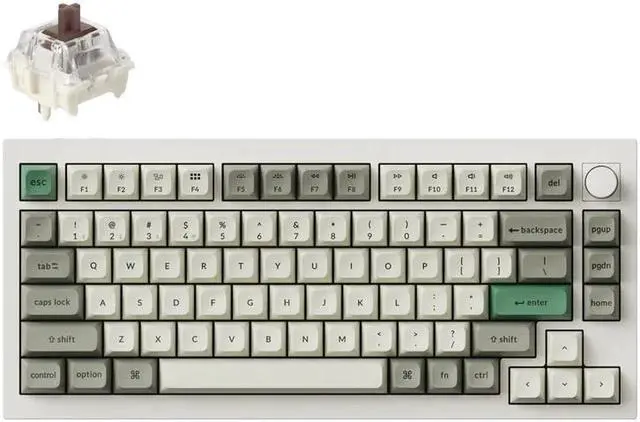 Main image of Keychron Q1 Max Wireless RGB Mechanical Keyboard, Hot-swa, Gateron Jupiter Brown Switch, Triple Mode BT 5.1/2.4GHz/USB-C, Aluminum Frame, N-Key Rollover, for OS/Windows/Linux, Shell White (Q1M-P3)