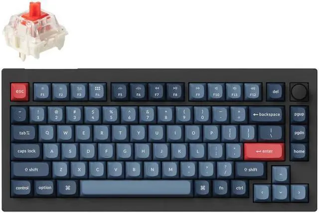 Main image of Keychron V1 Max Wireless RGB Mechanical Keyboard, Hot-swap, Gateron Jupiter Red Switch, BT 5.1/2.4GHz/USB-C, N-Key Rollover, ABS Plastic, Knob  (84 Keys), for macOS/Win/Linux, Carbon Black (V1M-D1)